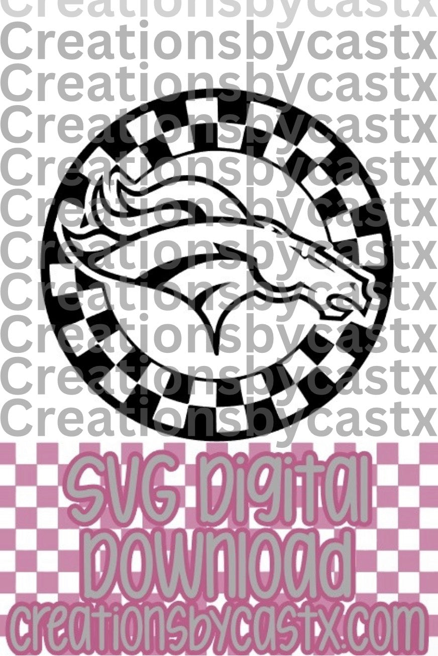 Bronco Checkered Circle SVG
