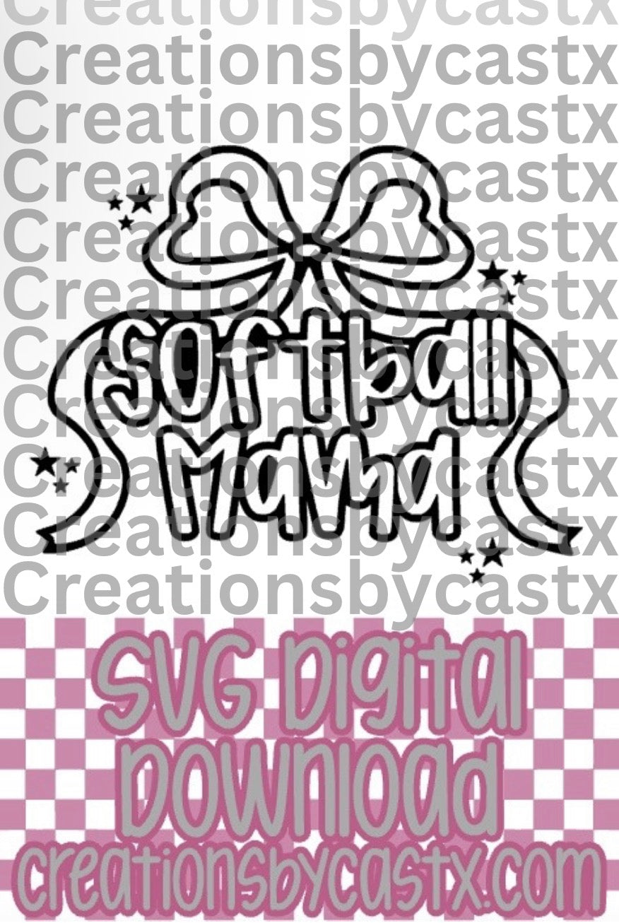 Softball Mama Bow SVG