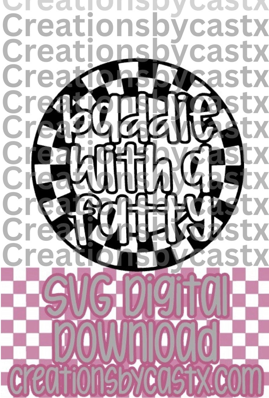 Baddie With a Fatty Checkered Circle SVG