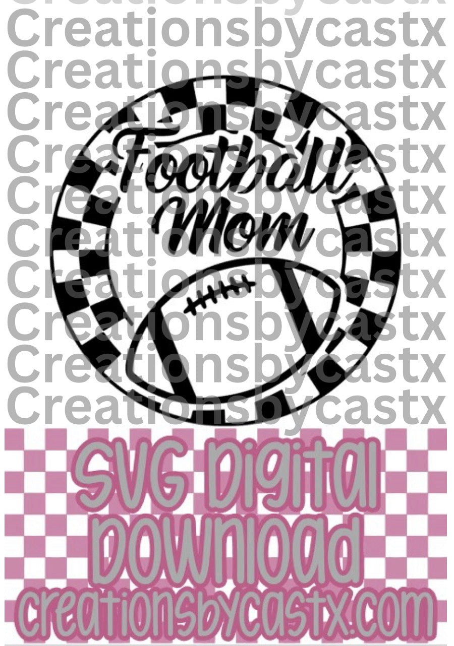 Football Mom Checkered Circle SVG