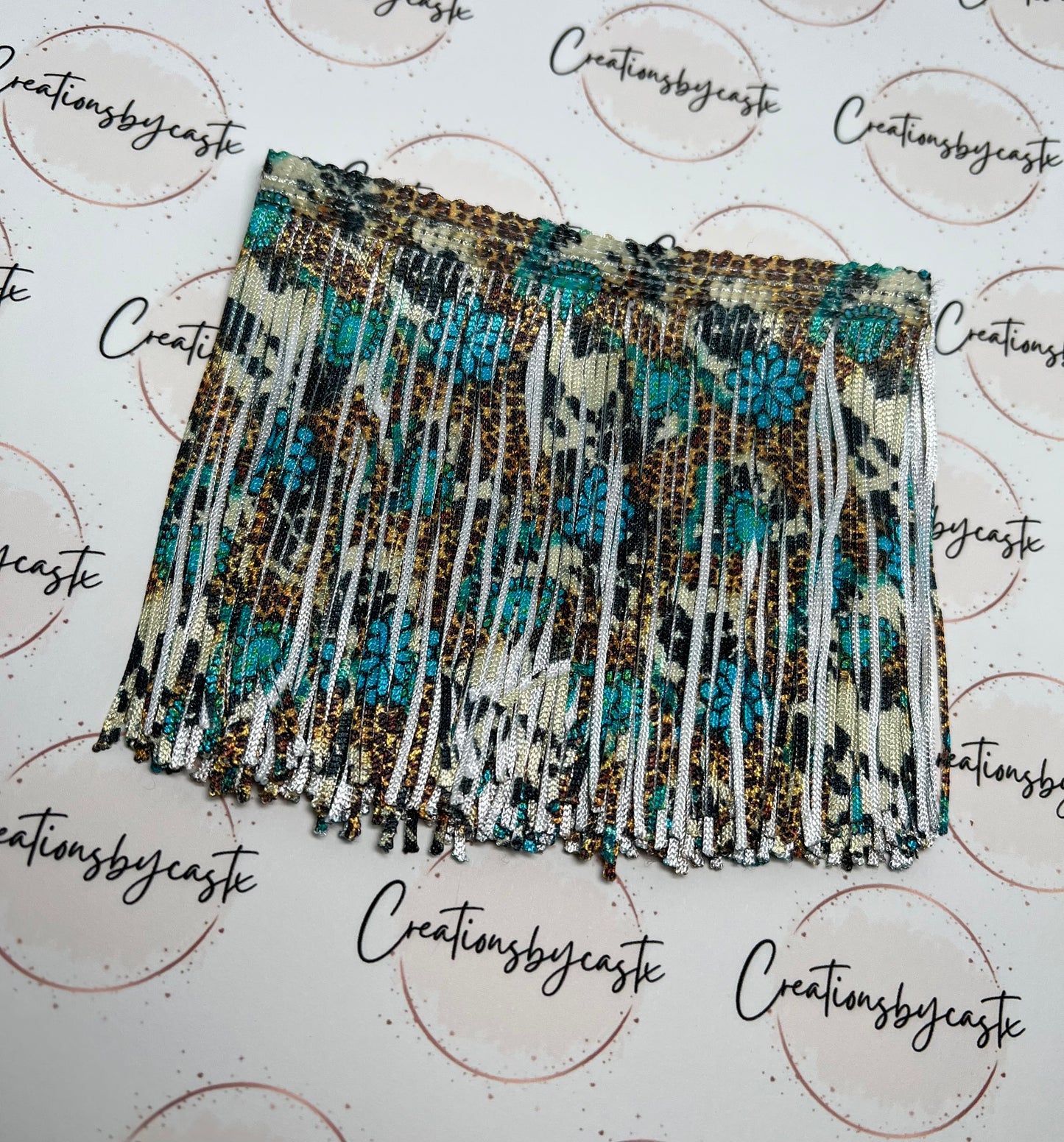 Turquoise Concho Cow Print Fringe