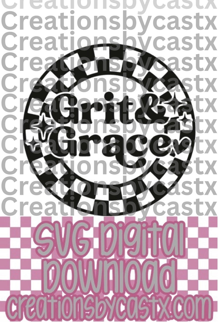 Grit & Grace Checkered Circle SVG