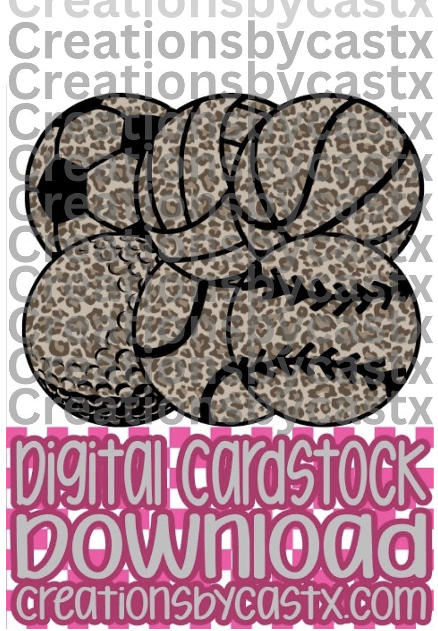 CBC Brown Leopard Sports Balls Black Digital Cardstock