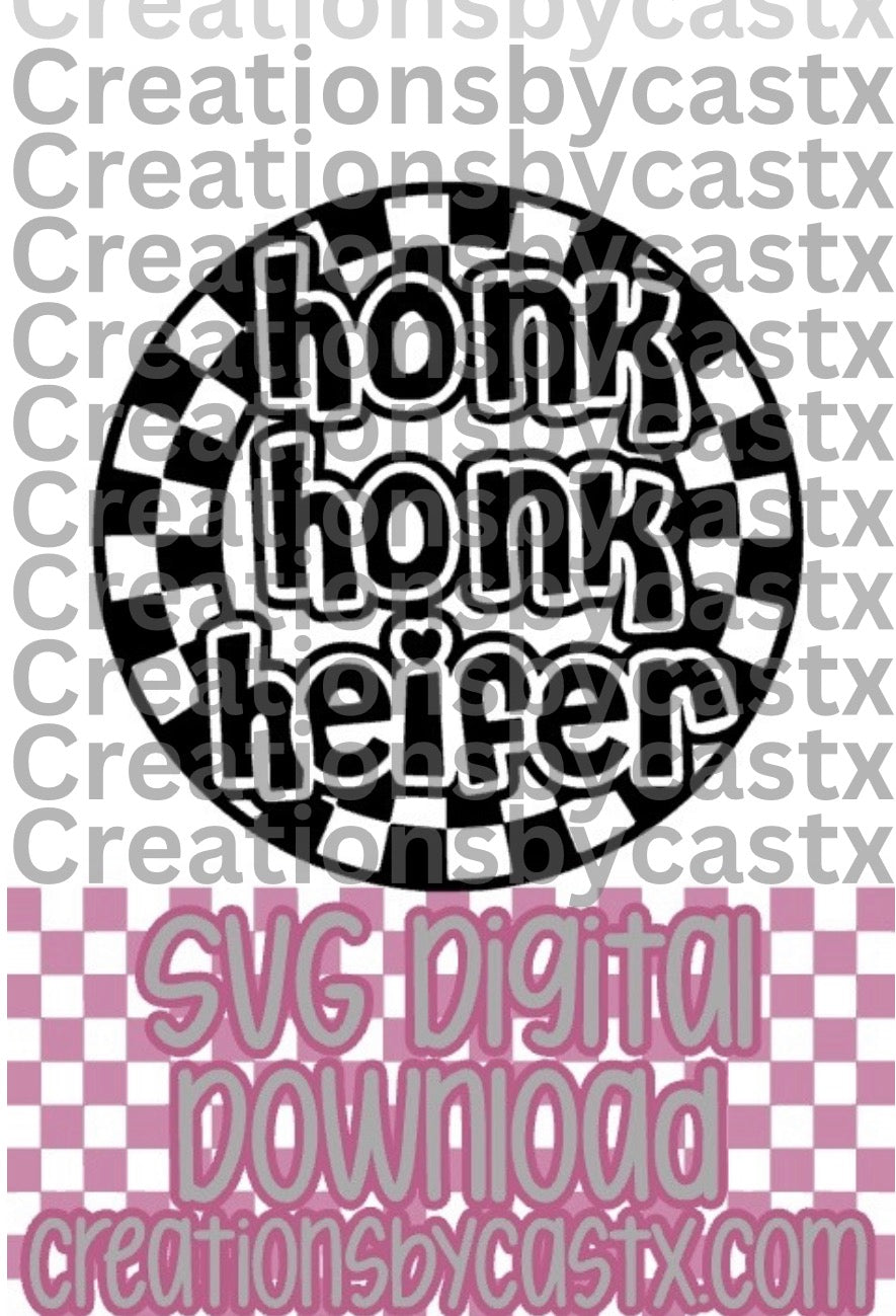 Honk Honk Checkered Circle SVG