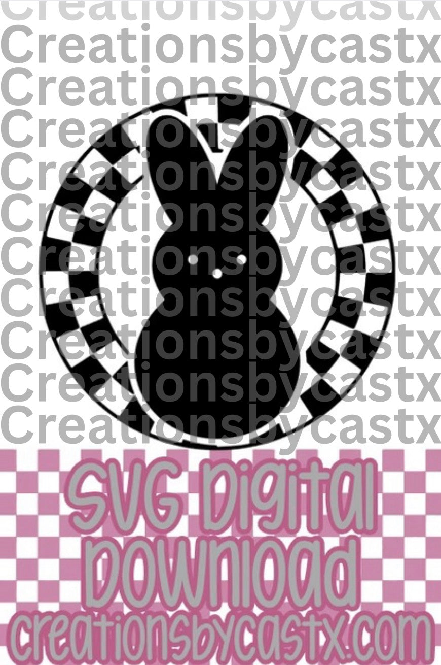 Bunny Checkered Circle SVG