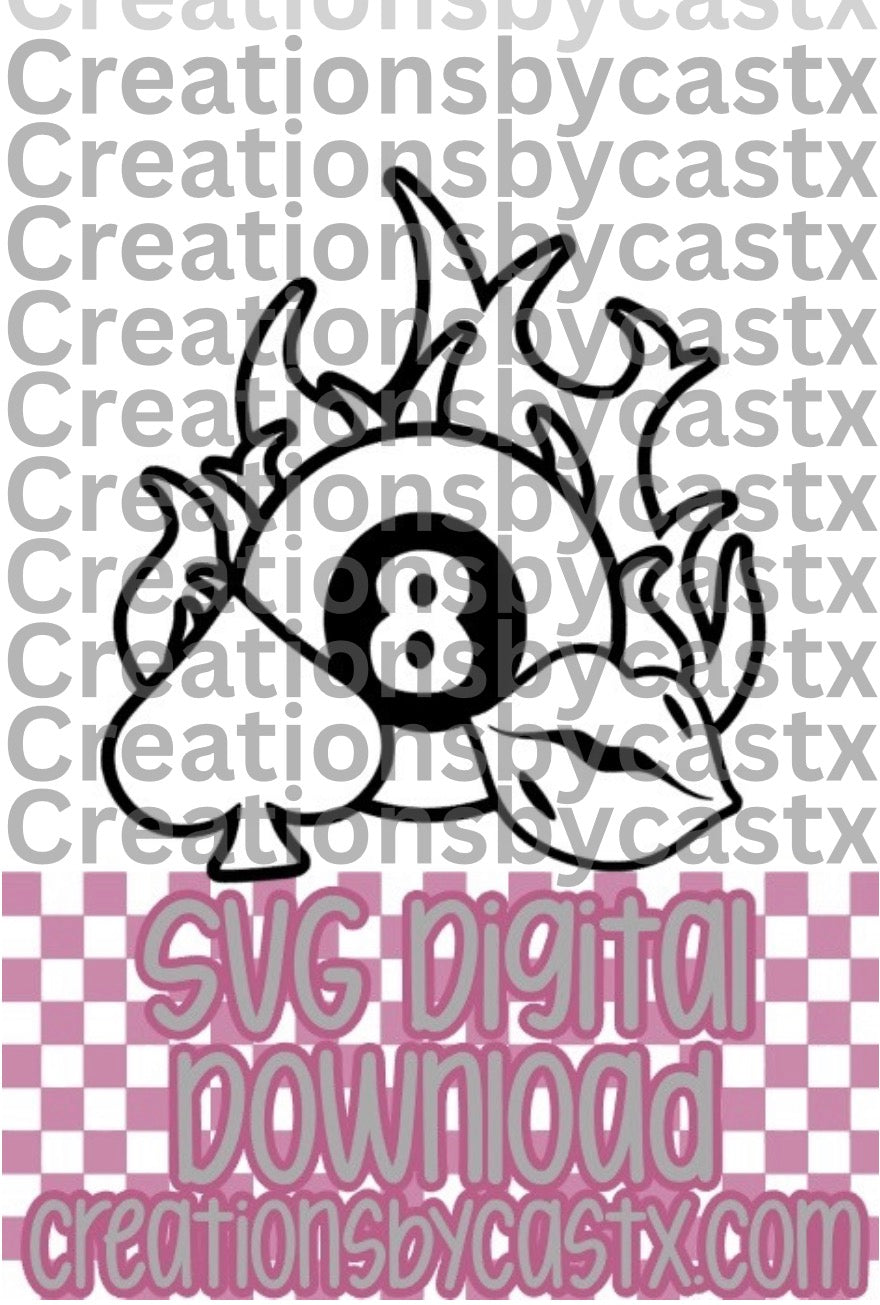 Spade 8 Ball Lips On Fire SVG