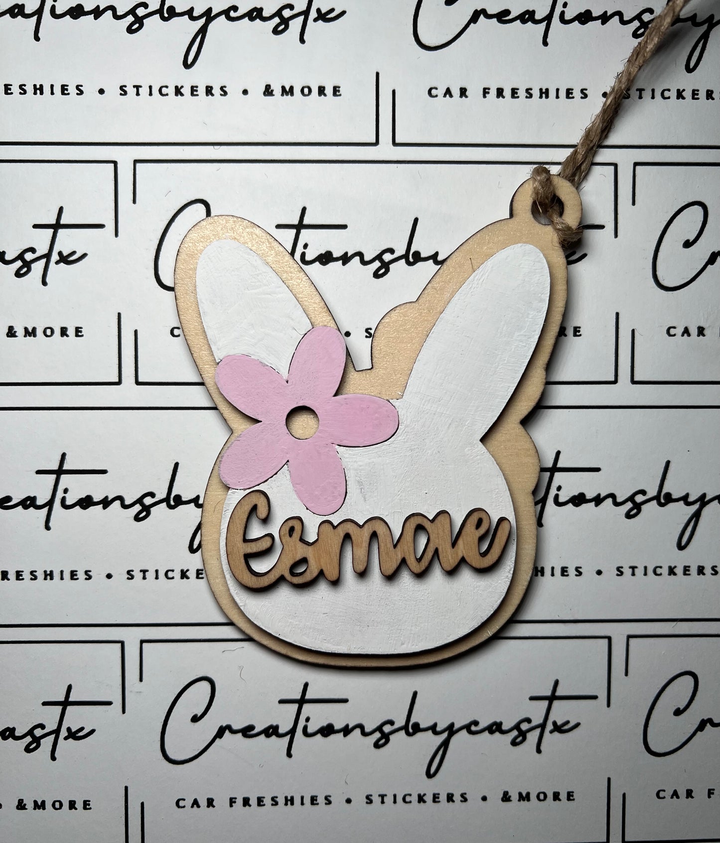 Bunny w/Flower Bow Tag