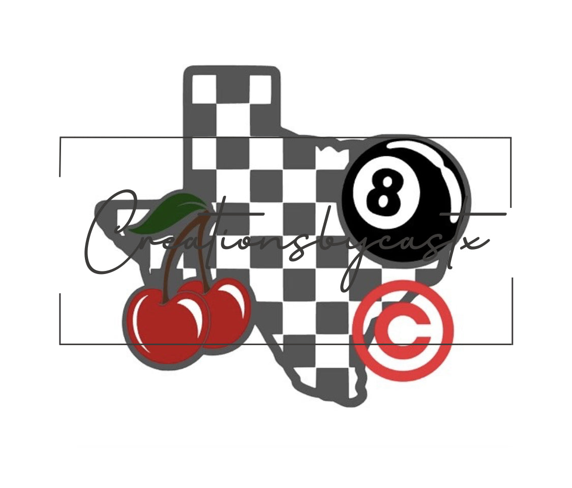 Texas 8 Ball Cherry SVG