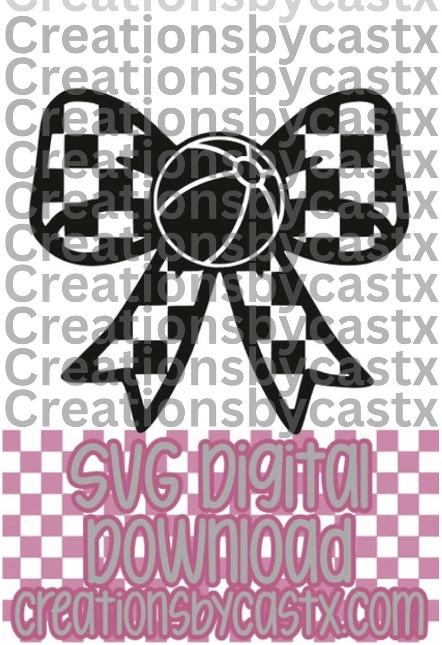 Checkered Bow w/Beach Ball SVG