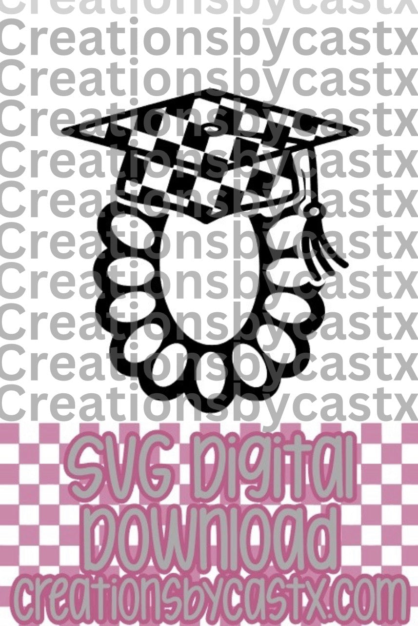 Concho Checkered Grad Cap SVG