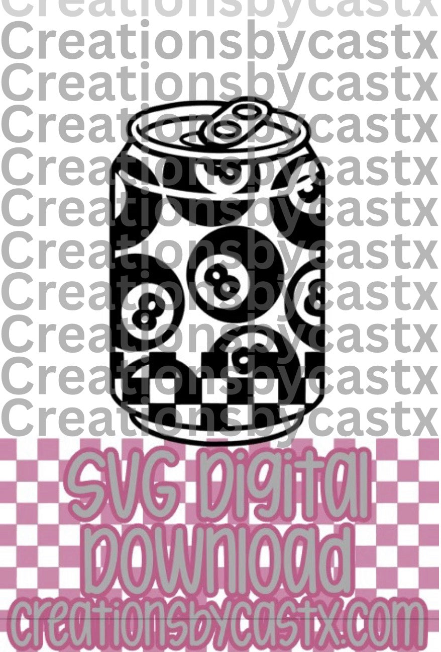 Checkered 8 Ball Can SVG