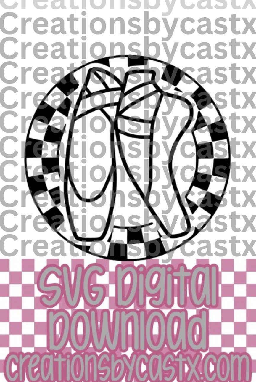 Ballet Slippers Checkered Circle SVG