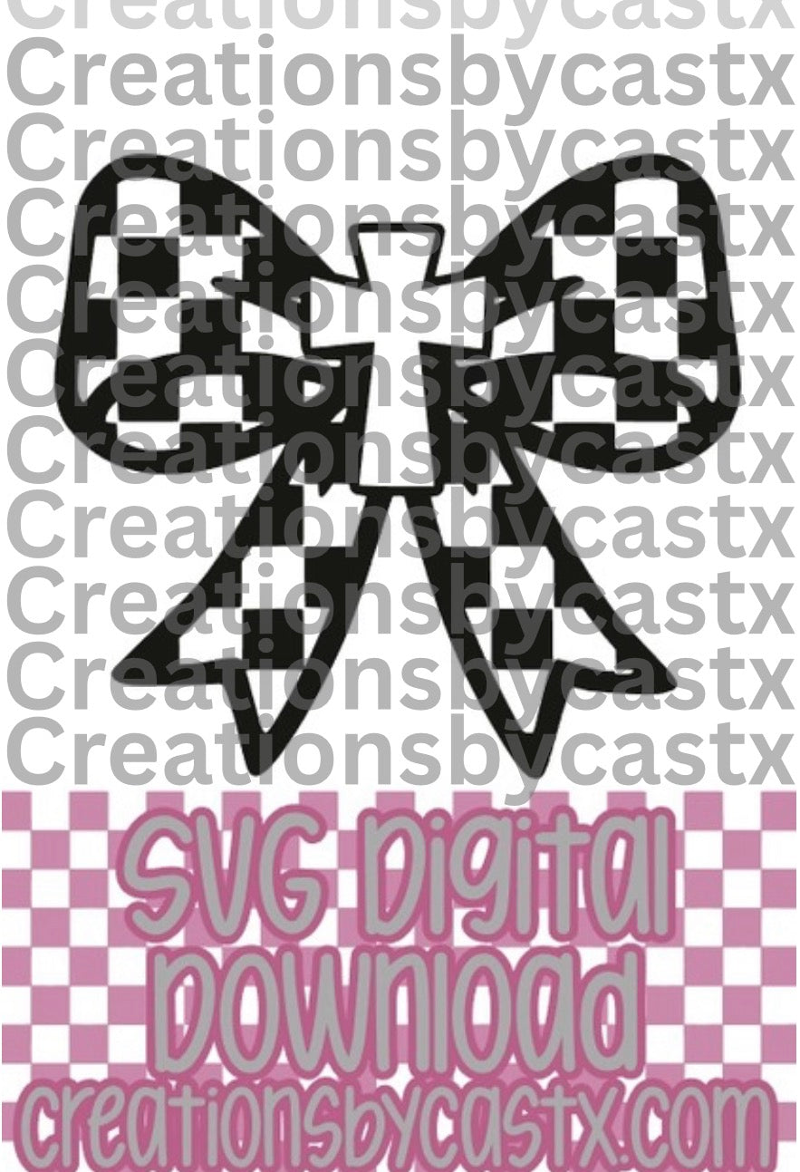 Checkered Bow w/Cross SVG