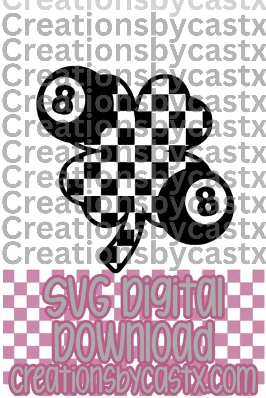 Checkered Clover 8 Balls SVG