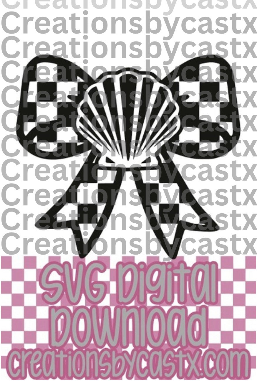 Checkered Bow w/Shell SVG