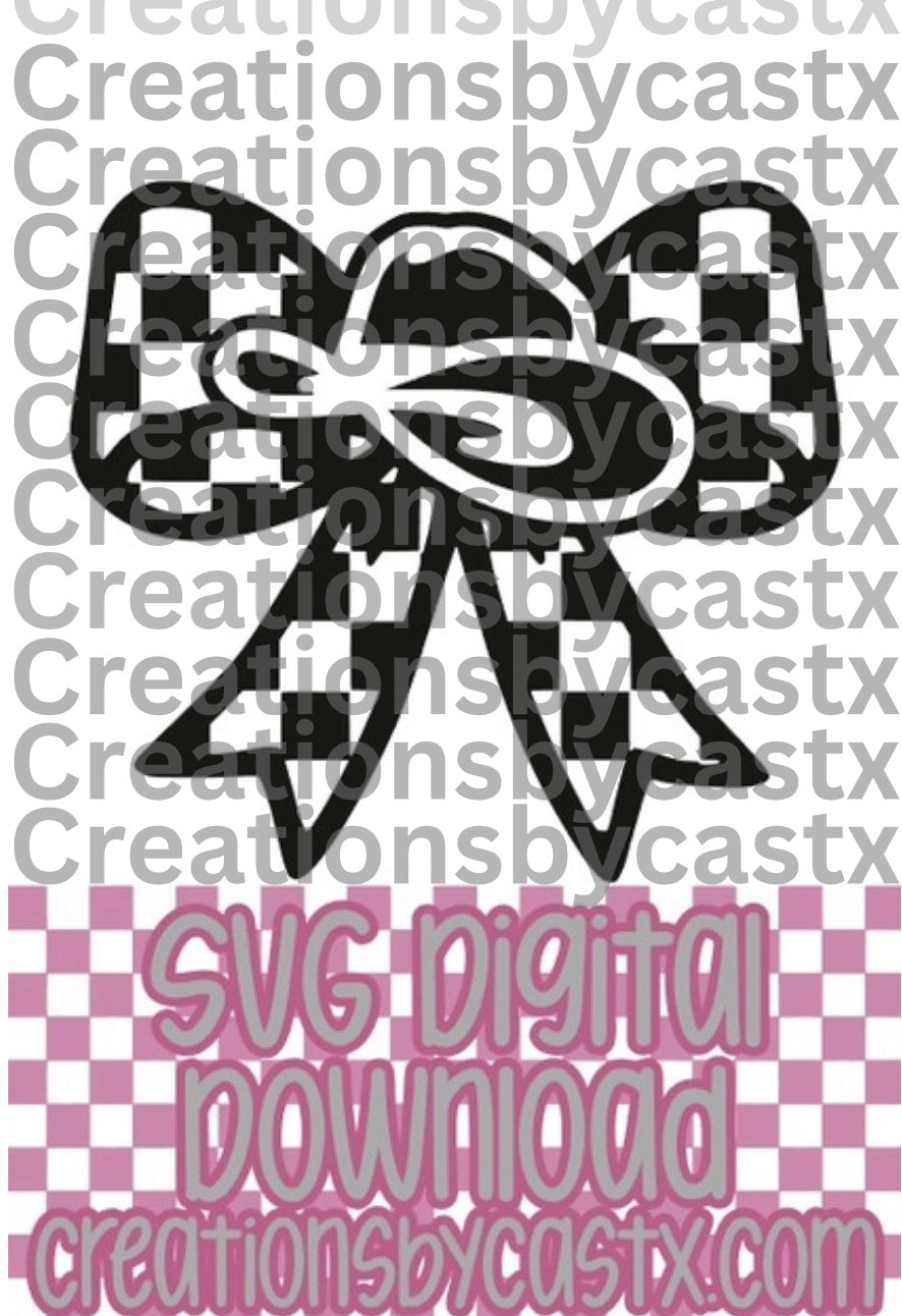 Checkered Bow w/Cowboy Hat SVG