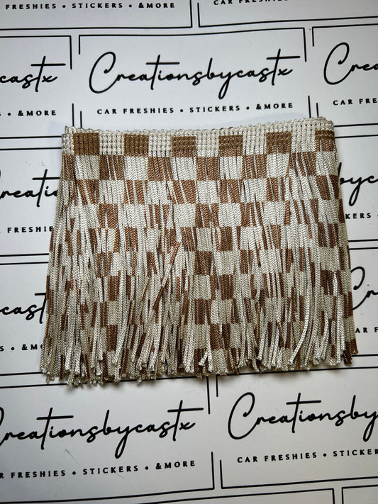 Brown and Tan Checkered Fringe