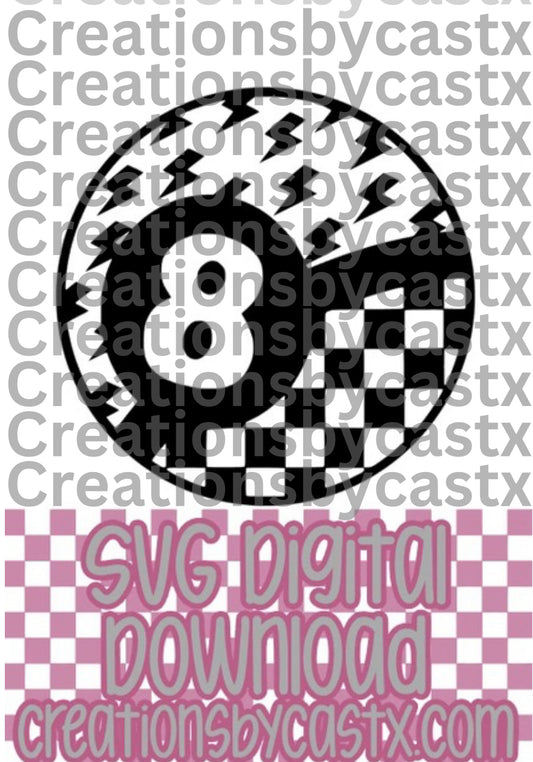 Bolt Checkered 8 Ball SVG