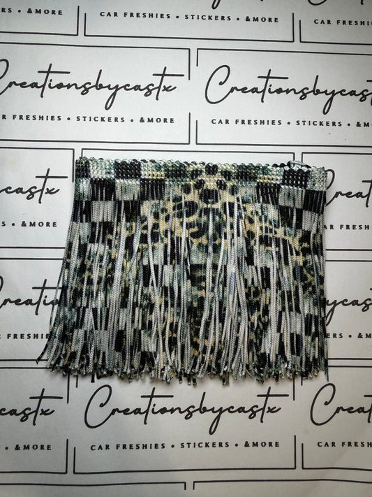 Checkered Leopard Printed Fringe