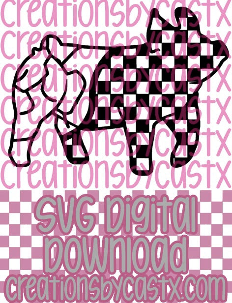 Turq Check Pig SVG