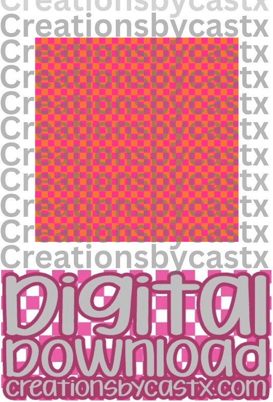 Pink Orange Checkered Digital Download