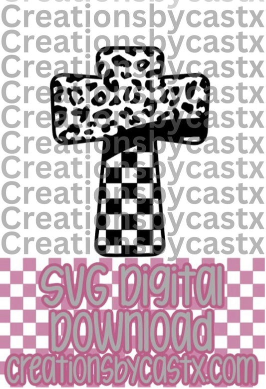 Leopard Checkered Cross SVG