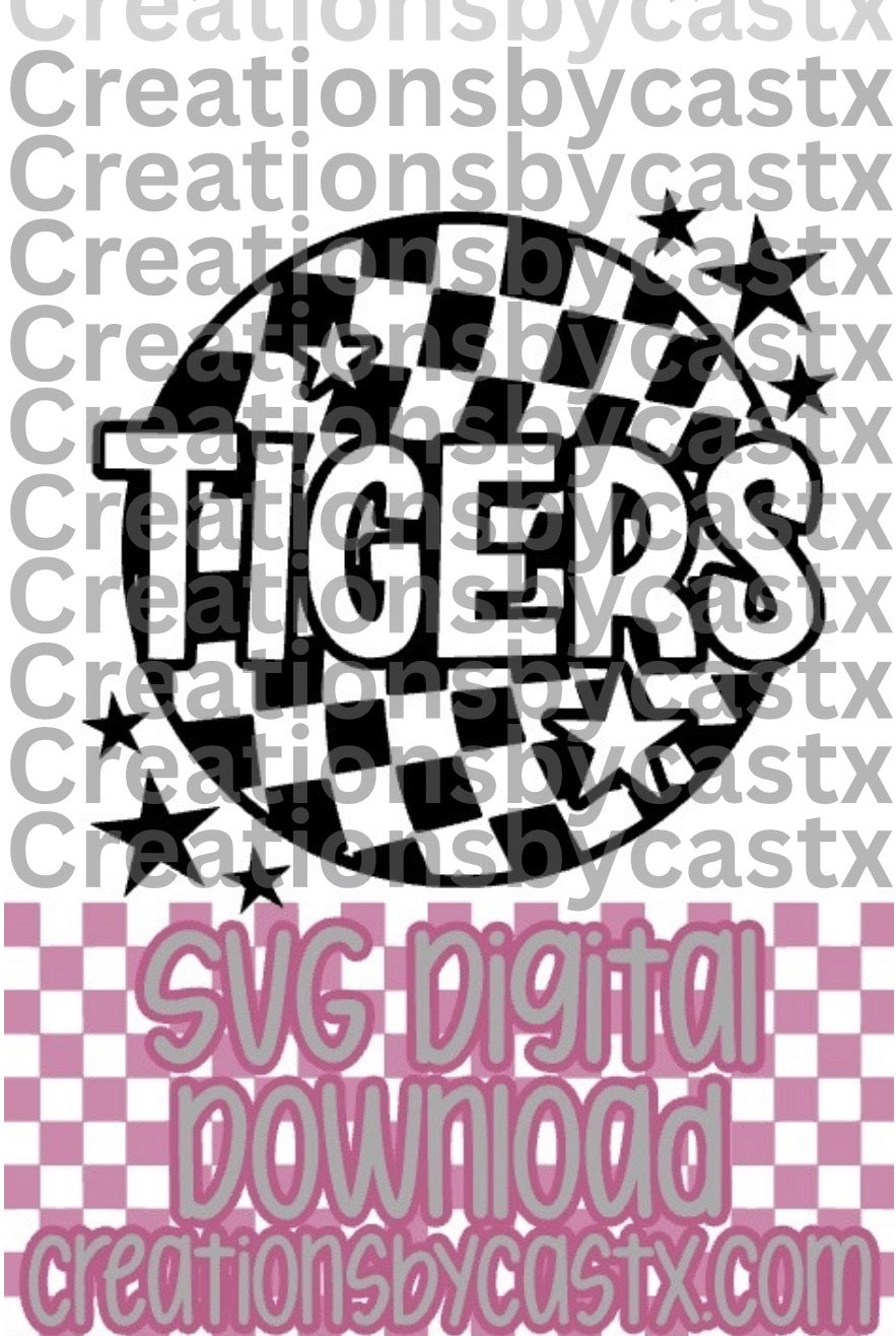 Tigers Checkered Round SVG