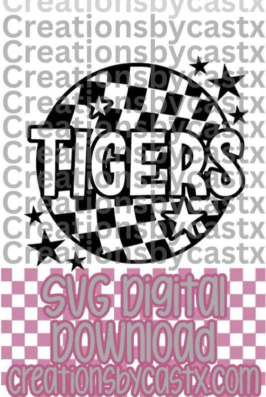 Tigers Checkered Round SVG
