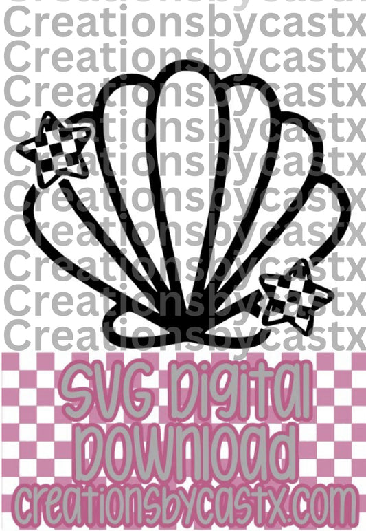 Clam w Checkered Stars SVG