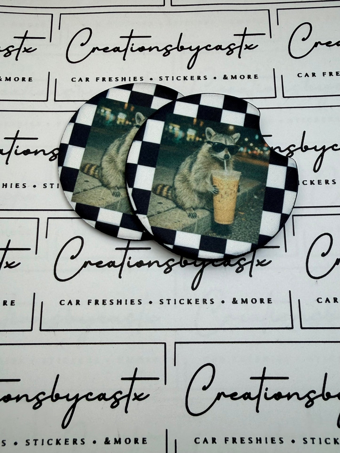 Cool Raccoon Car Coasters