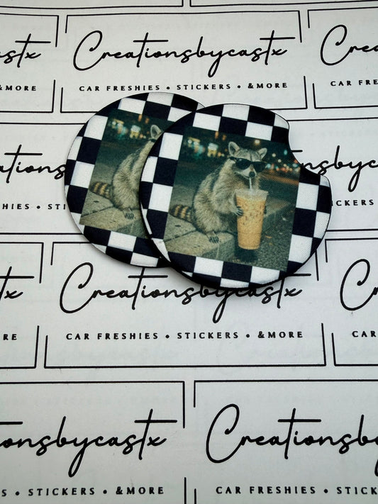 Cool Raccoon Car Coasters