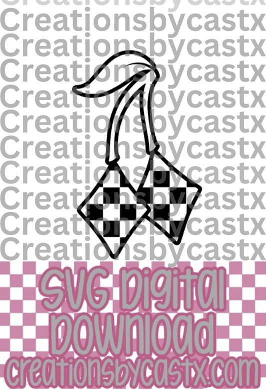 Checkered Diamond Cherries SVG