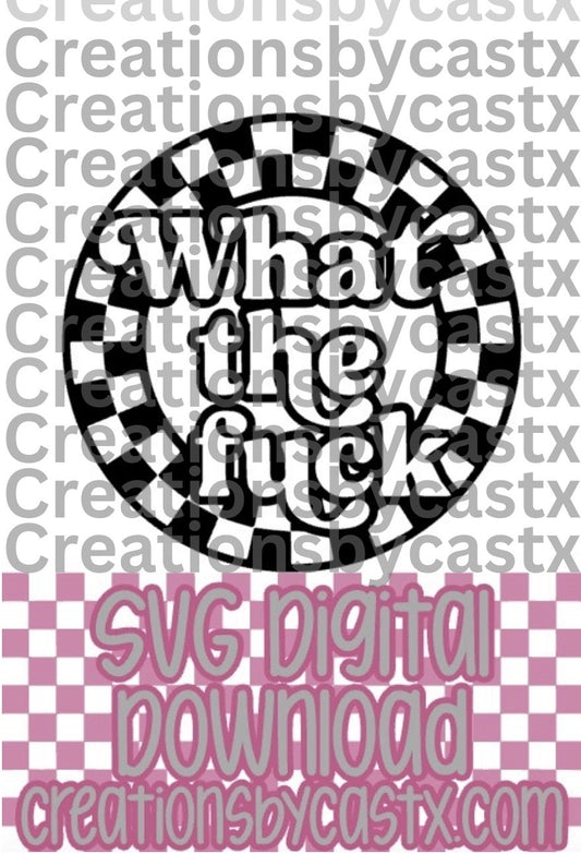What The F Checkered Circle SVG