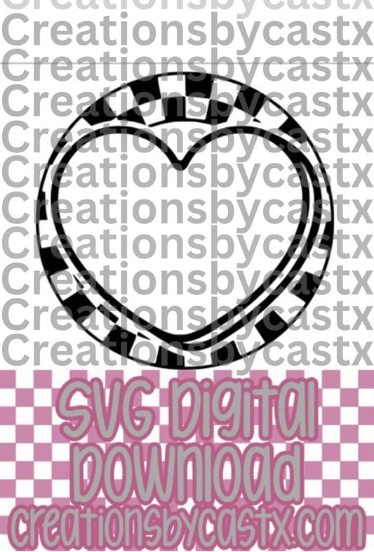 Conversation Heart Checkered Circle SVG
