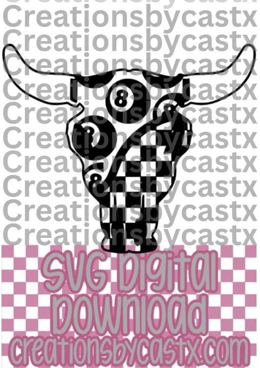 8 Ball Checkered Bull SVG