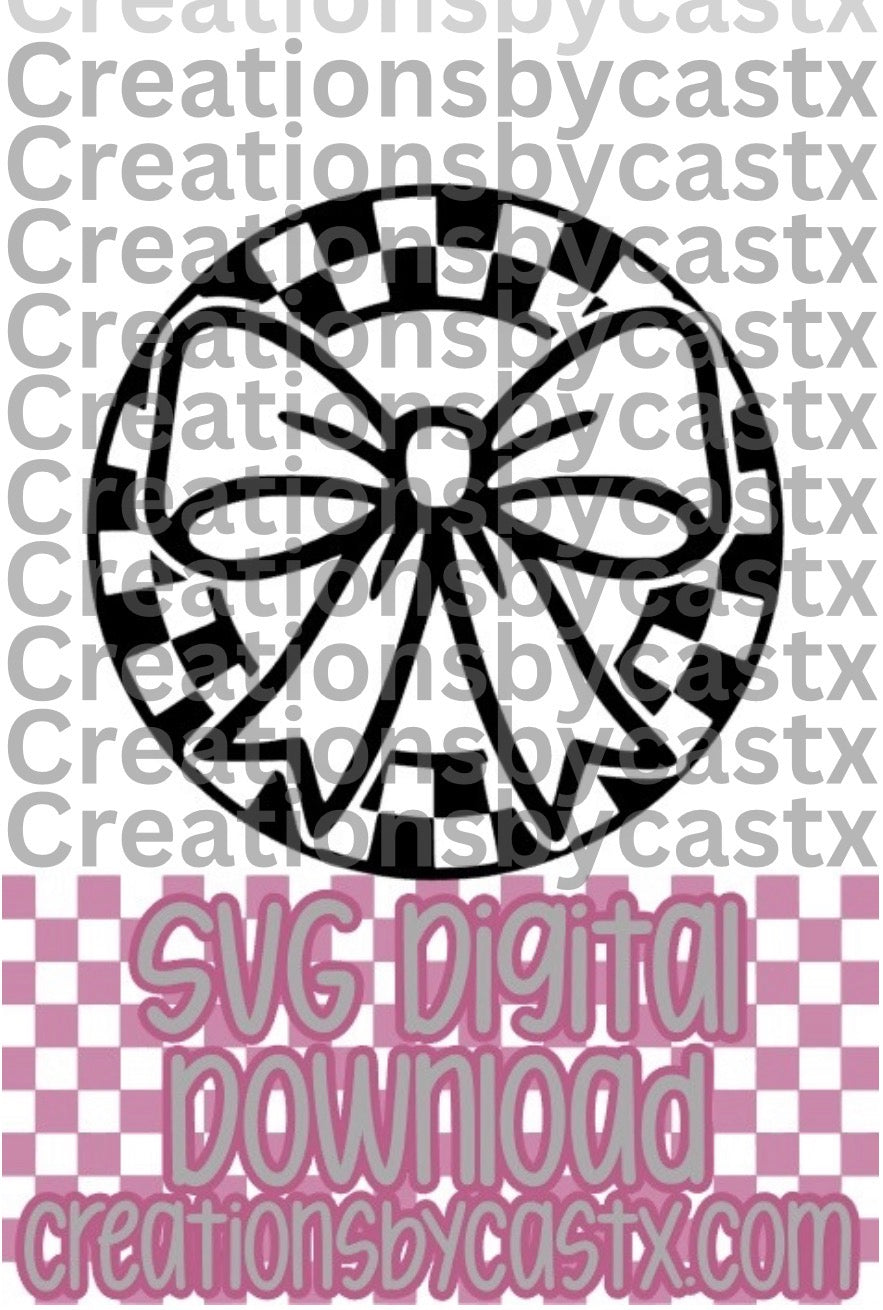 Bow Checkered Circle SVG
