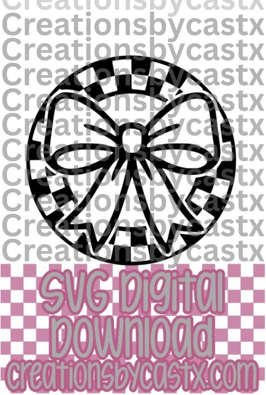 Bow Checkered Circle SVG