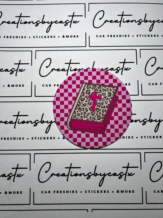 Leopard Bible Pink Checkered Round Cardstock Individual