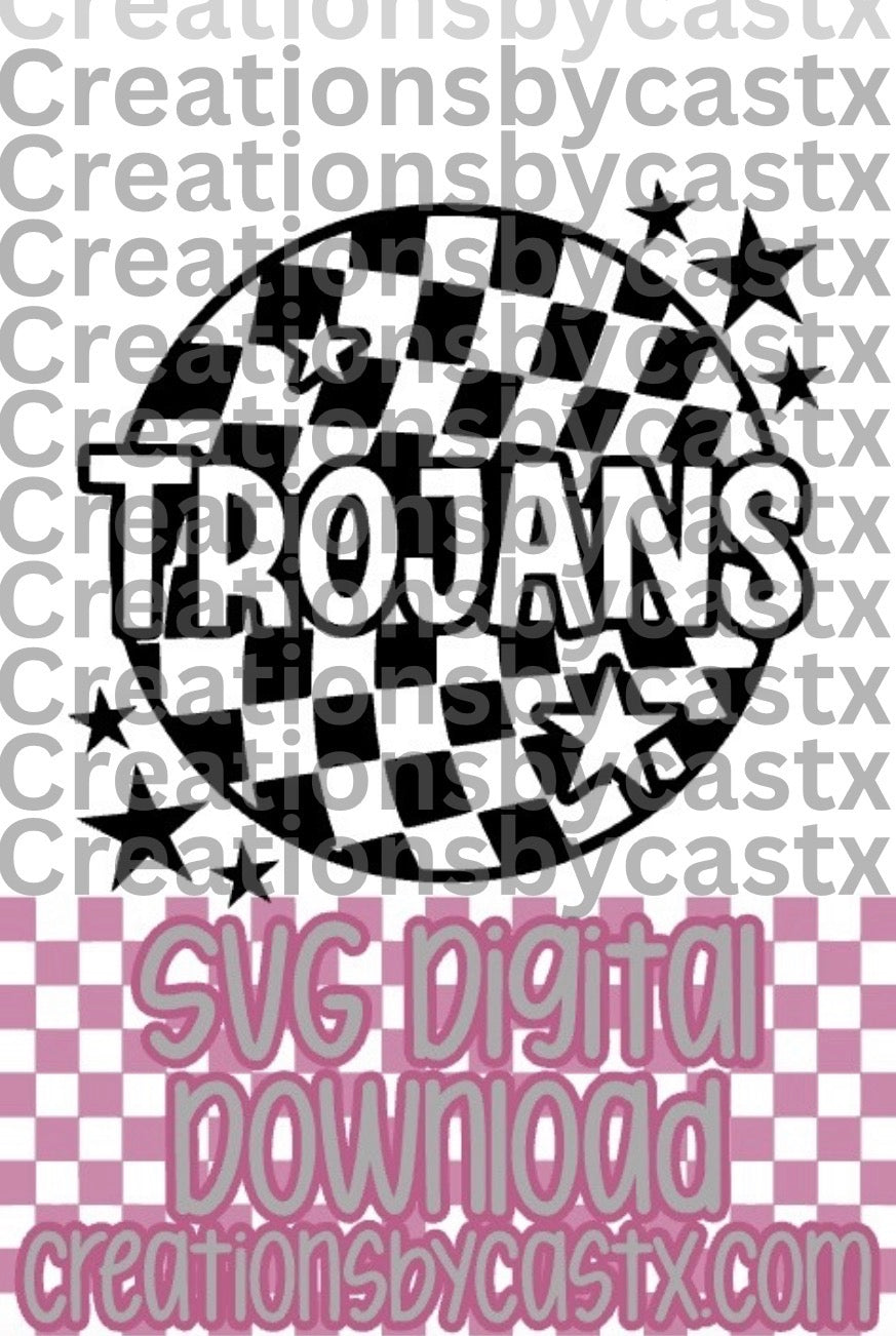 Trojans Checkered Round SVG