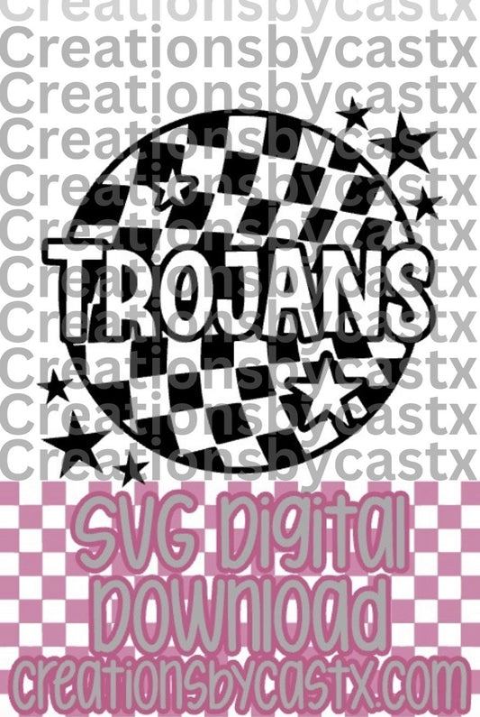 Trojans Checkered Round SVG