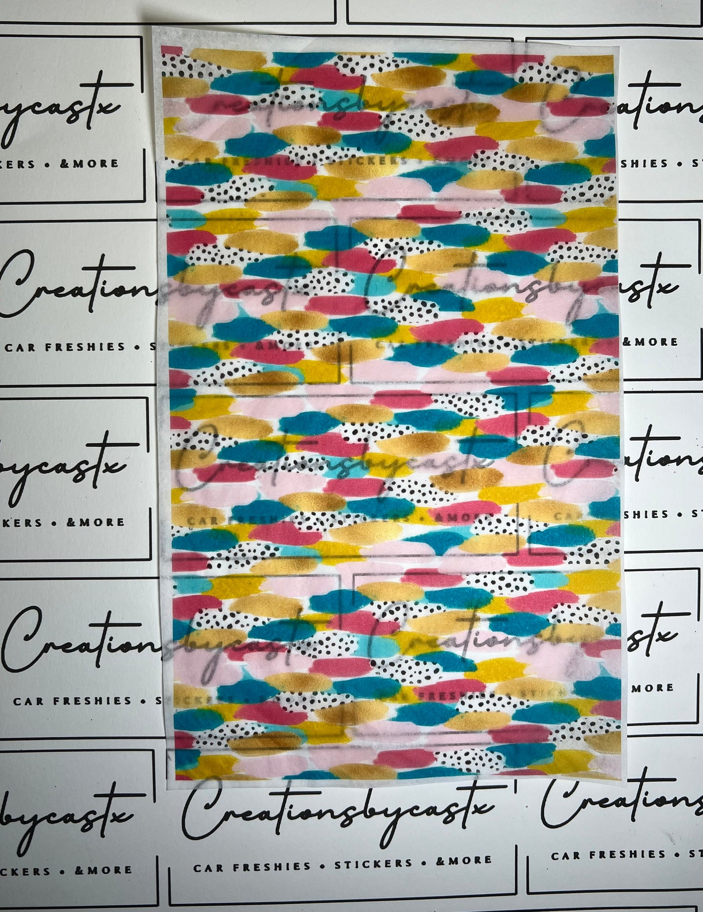 Teal Aqua Pink & Gold Brushstroke Tissue Paper