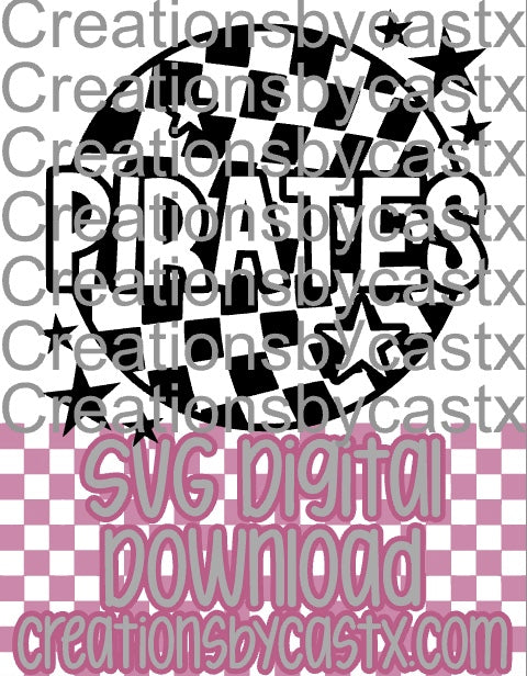 Pirates Checkered Round SVG