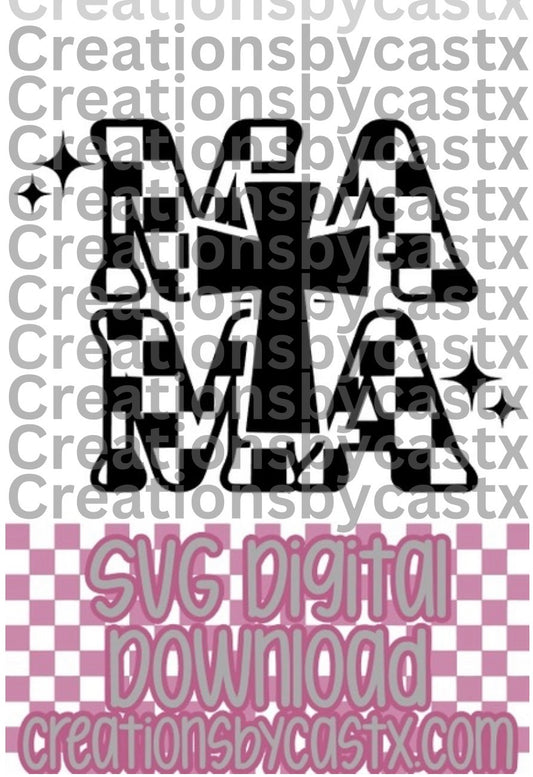 Mama Checkered Cross SVG