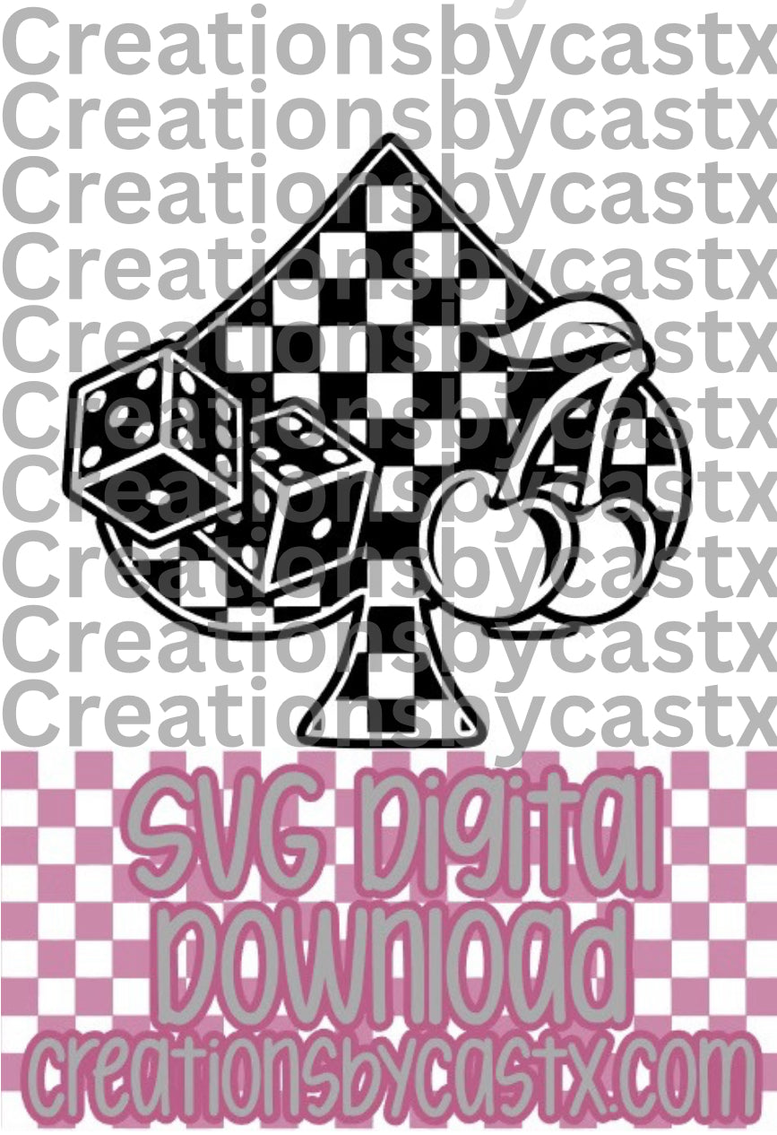 Checkered Spade Dice Cherries SVG