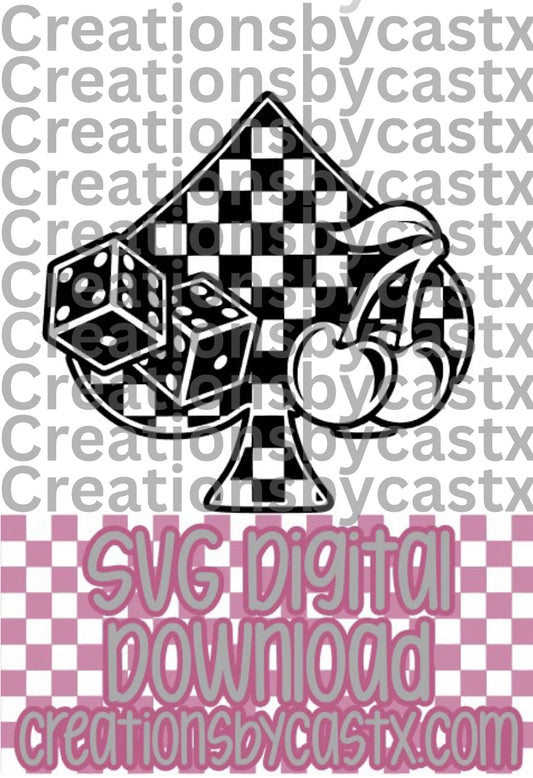 Checkered Spade Dice Cherries SVG