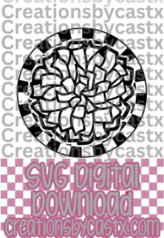 Pom Pom Checkered Circle SVG