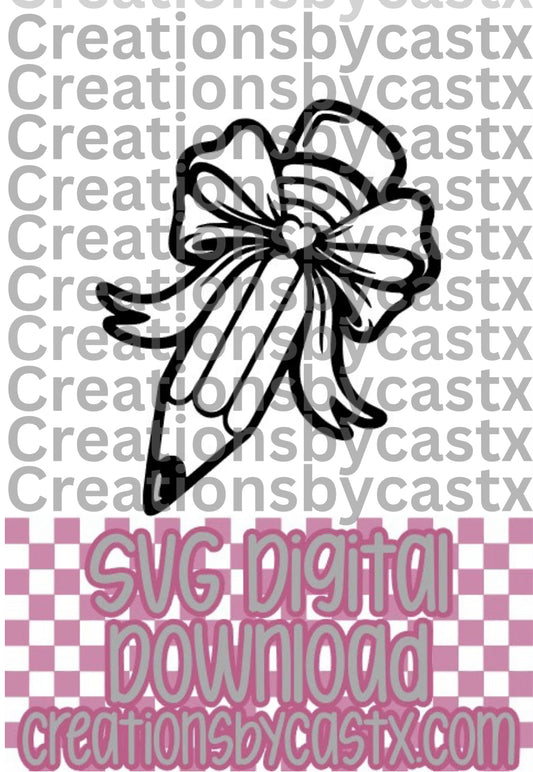 Pencil w Bow SVG