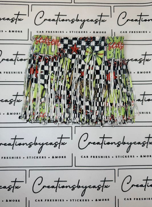 Checkered Softball Printed Fringe