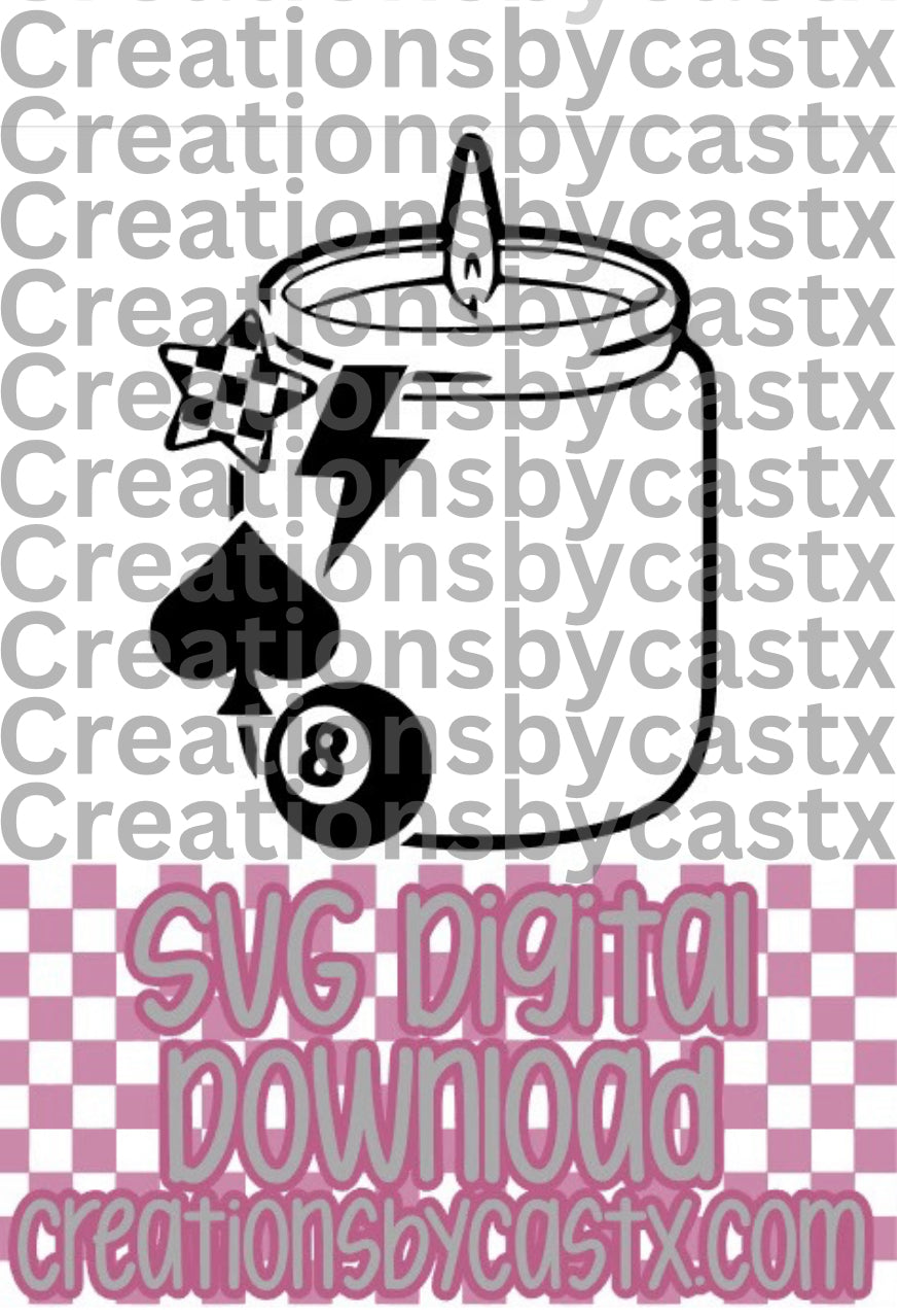 Checkered Star Spade Candle SVG