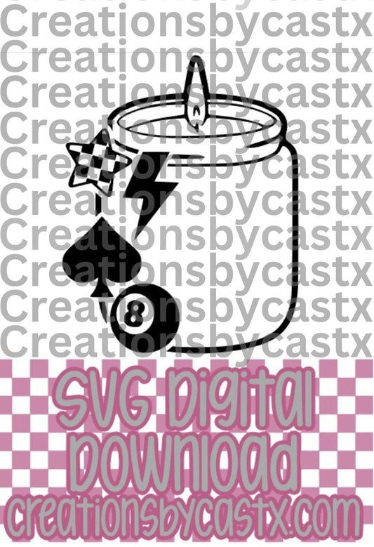 Checkered Star Spade Candle SVG